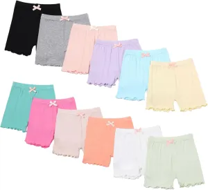 12 Pack Girls Shorts Bike Shorts for Girls Toddler Cartwheel Shorts Kids Under Dress Shorts Safety Summer Shorts