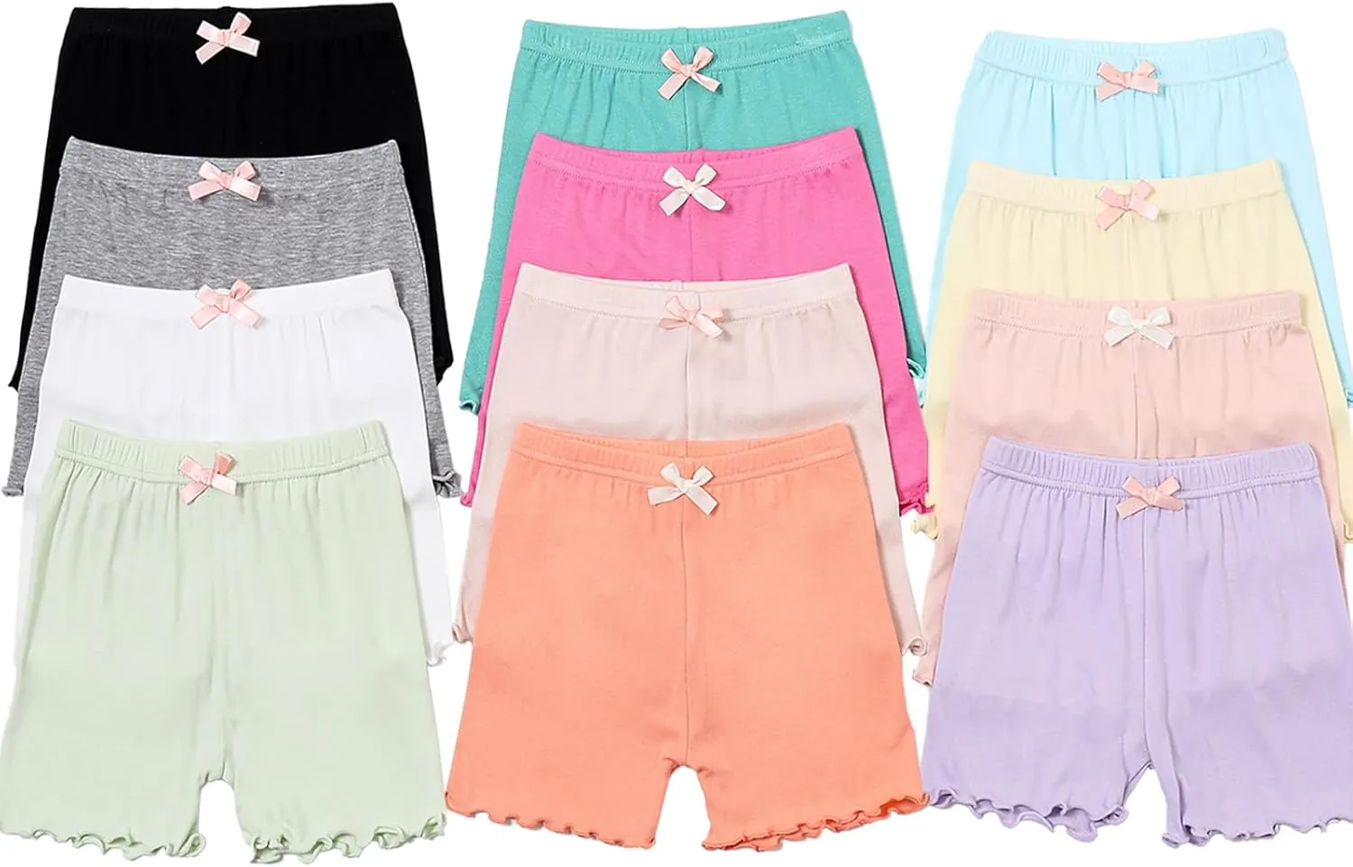 12 Pack Girls Shorts Bike Shorts for Girls Toddler Cartwheel Shorts Kids Under Dress Shorts Safety Summer Shorts