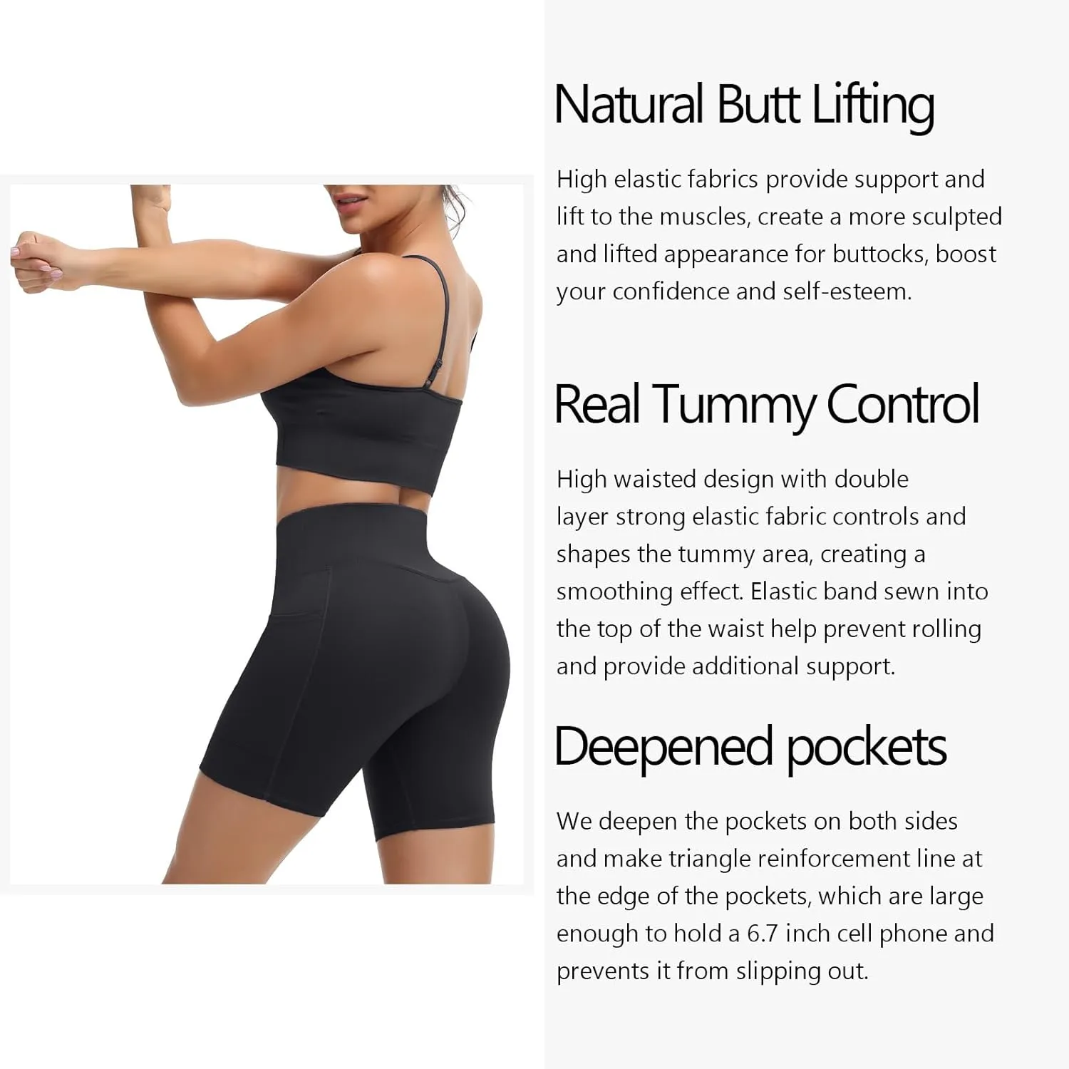 ALWAYSONE Biker Shorts Women Non See Through Yoga Shorts Tummy Control Workout Shorts Gym Shorts Running Athletic Shorts