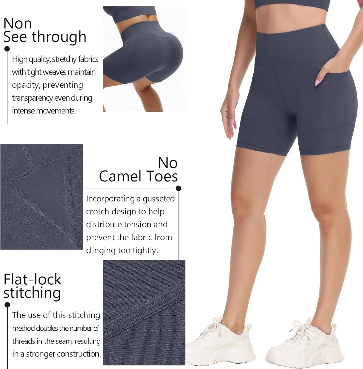 ALWAYSONE Biker Shorts Women Non See Through Yoga Shorts Tummy Control Workout Shorts Gym Shorts Running Athletic Shorts