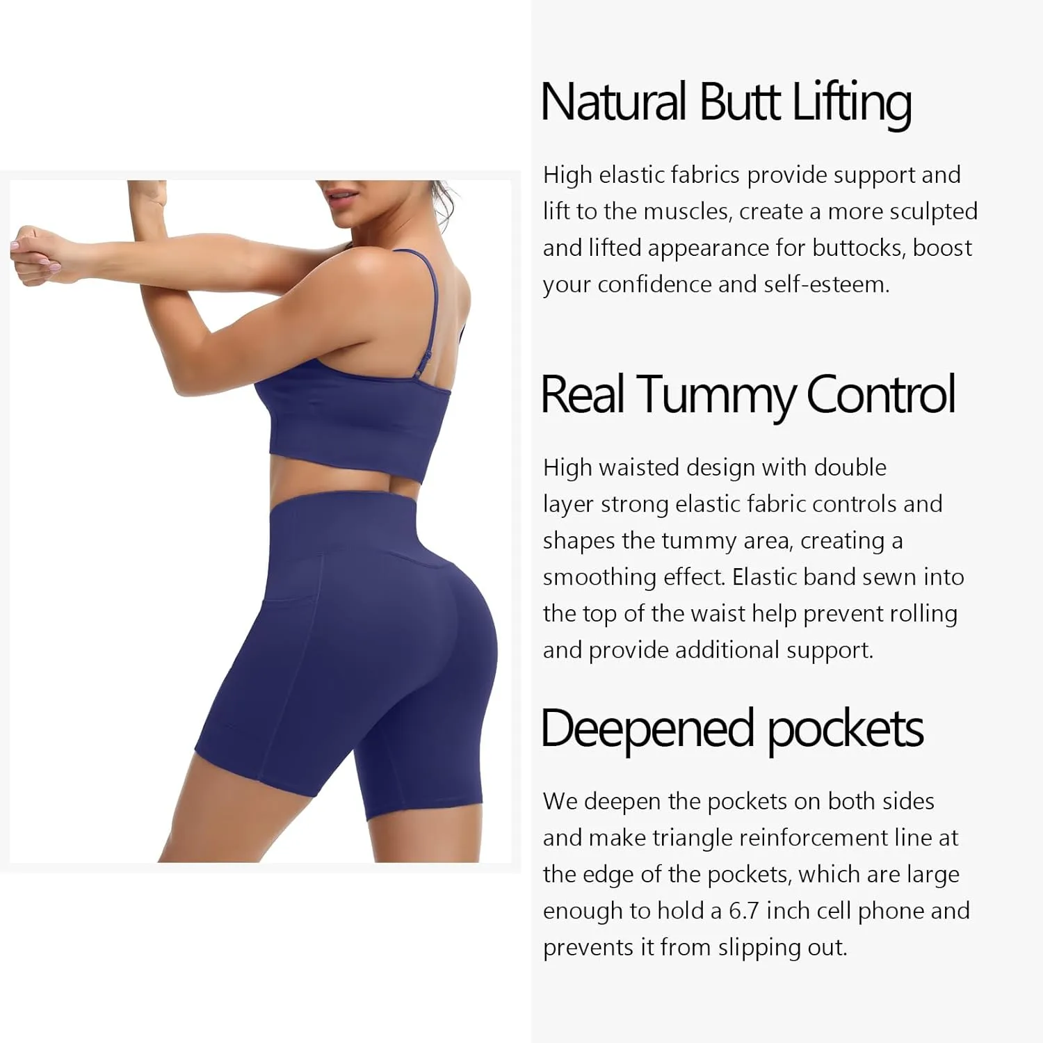 ALWAYSONE Biker Shorts Women Non See Through Yoga Shorts Tummy Control Workout Shorts Gym Shorts Running Athletic Shorts