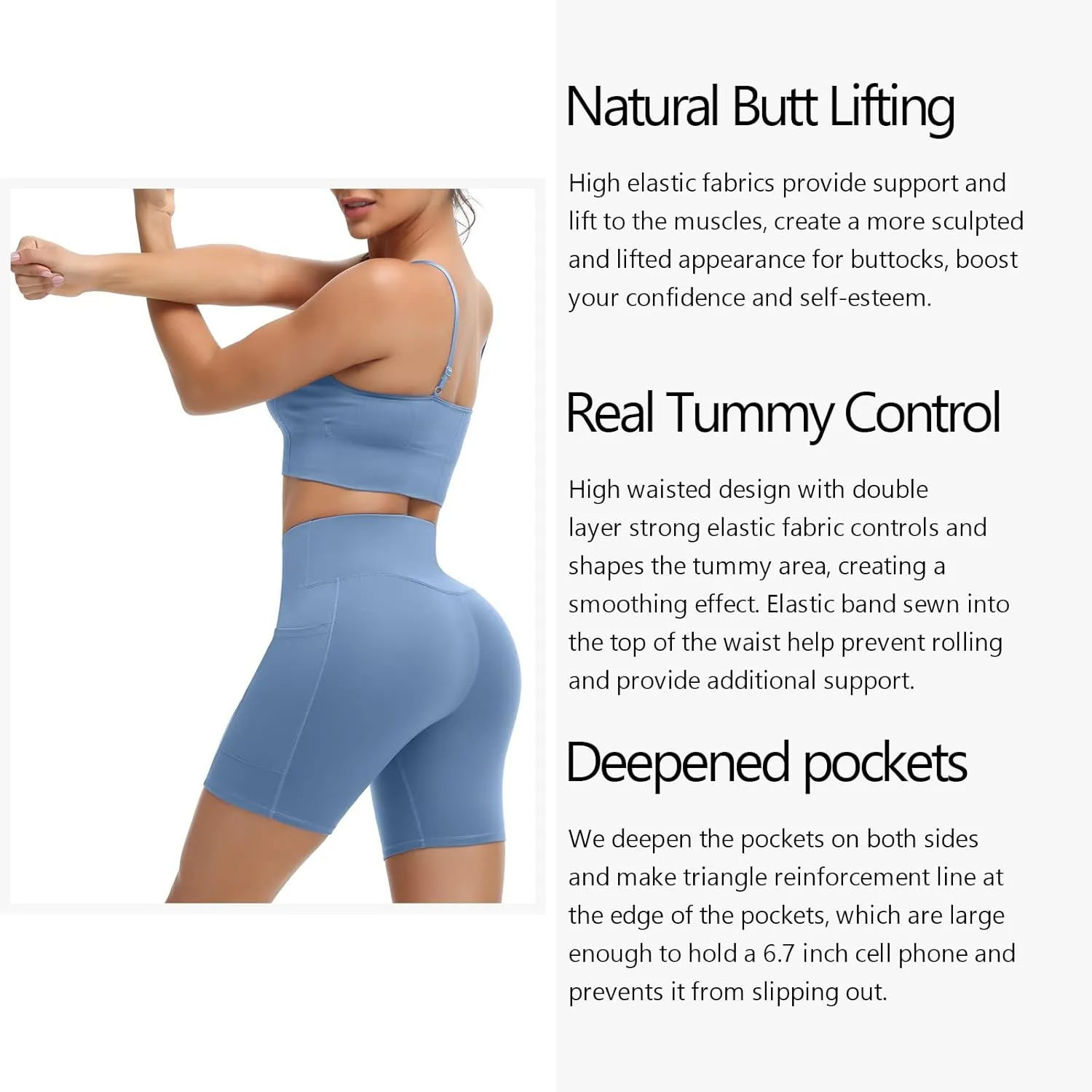 ALWAYSONE Biker Shorts Women Non See Through Yoga Shorts Tummy Control Workout Shorts Gym Shorts Running Athletic Shorts