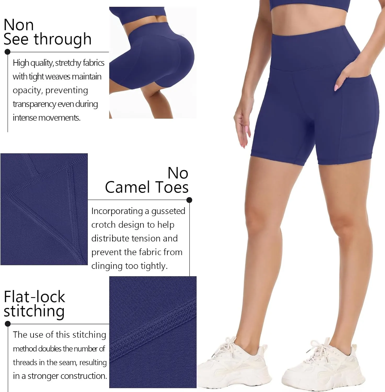 ALWAYSONE Biker Shorts Women Non See Through Yoga Shorts Tummy Control Workout Shorts Gym Shorts Running Athletic Shorts