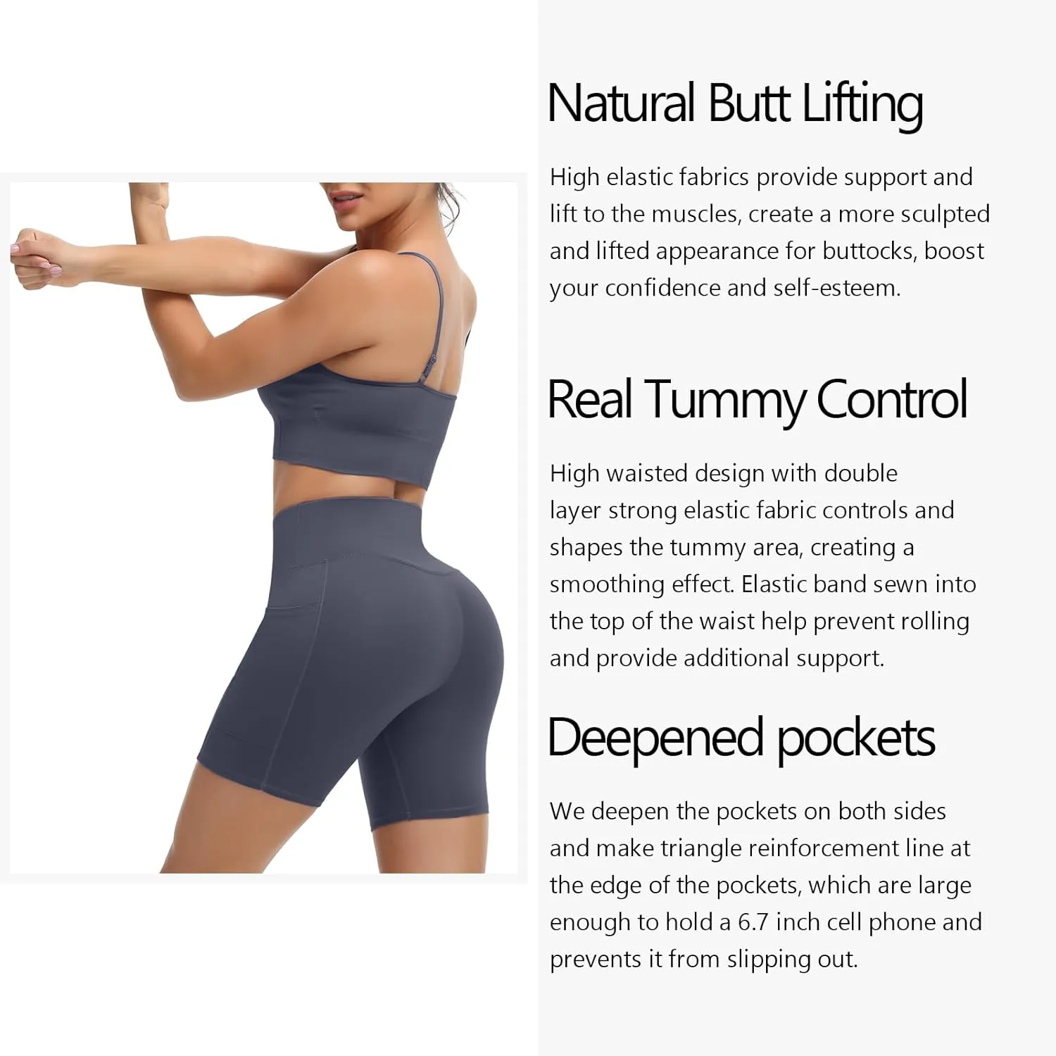 ALWAYSONE Biker Shorts Women Non See Through Yoga Shorts Tummy Control Workout Shorts Gym Shorts Running Athletic Shorts