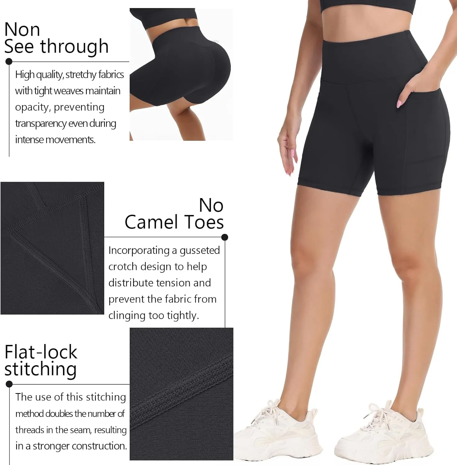 ALWAYSONE Biker Shorts Women Non See Through Yoga Shorts Tummy Control Workout Shorts Gym Shorts Running Athletic Shorts