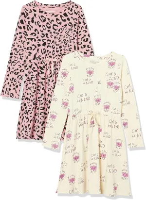 Amazon Essentials Girls and Toddlers' Long-Sleeve Elastic Waist T-Shirt Dress