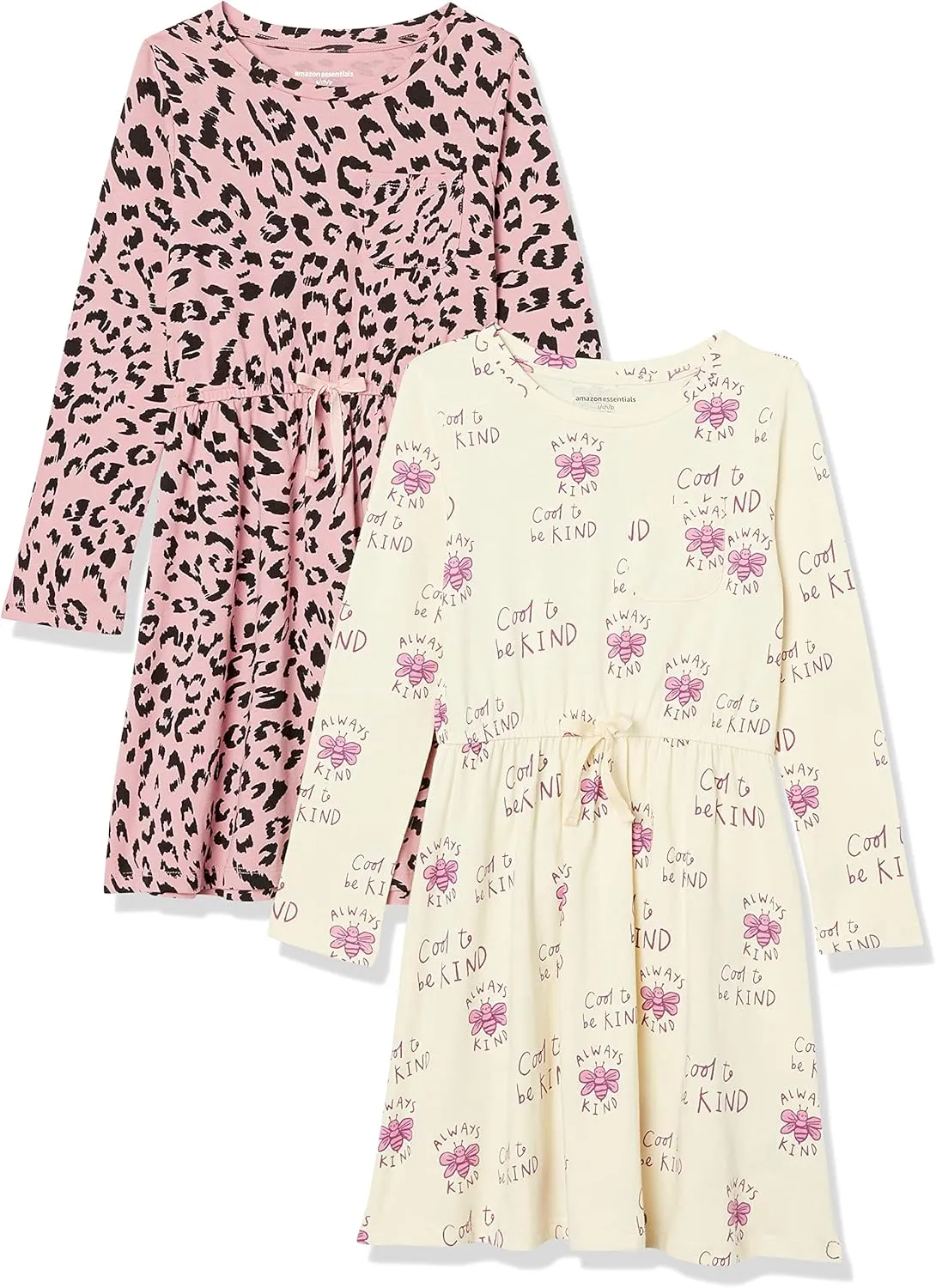 Amazon Essentials Girls and Toddlers' Long-Sleeve Elastic Waist T-Shirt Dress