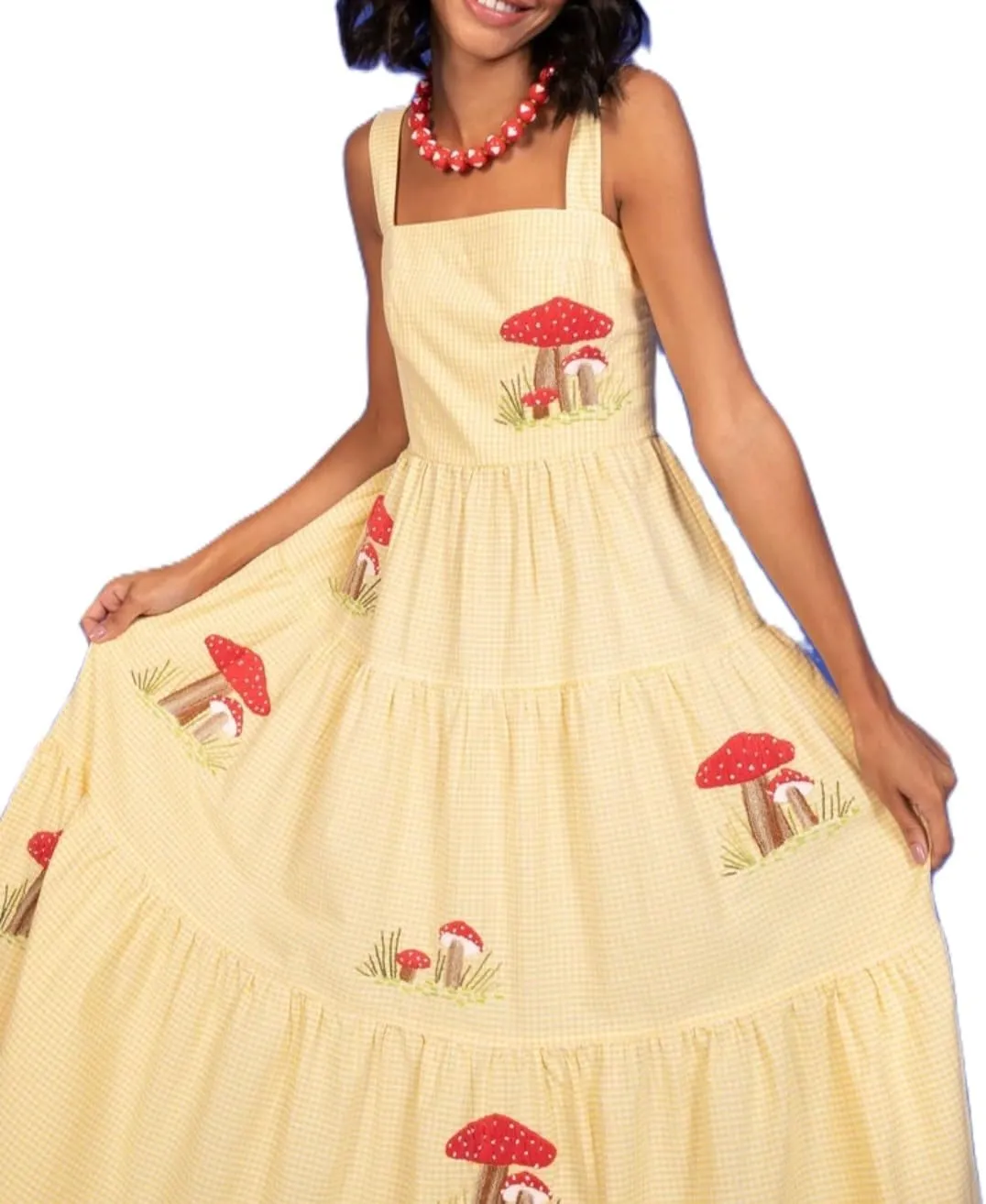 Argeousgor Women 2024 Bohemian Maxi Dress Sleeveless Embroidered Flowy Smocked Long Dress Summer Beach Sundresses