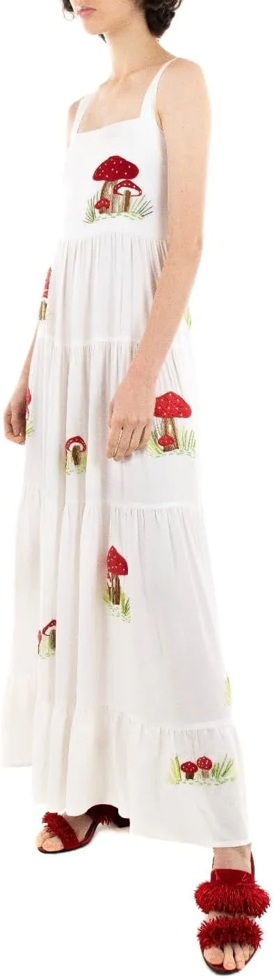 Argeousgor Women 2024 Bohemian Maxi Dress Sleeveless Embroidered Flowy Smocked Long Dress Summer Beach Sundresses