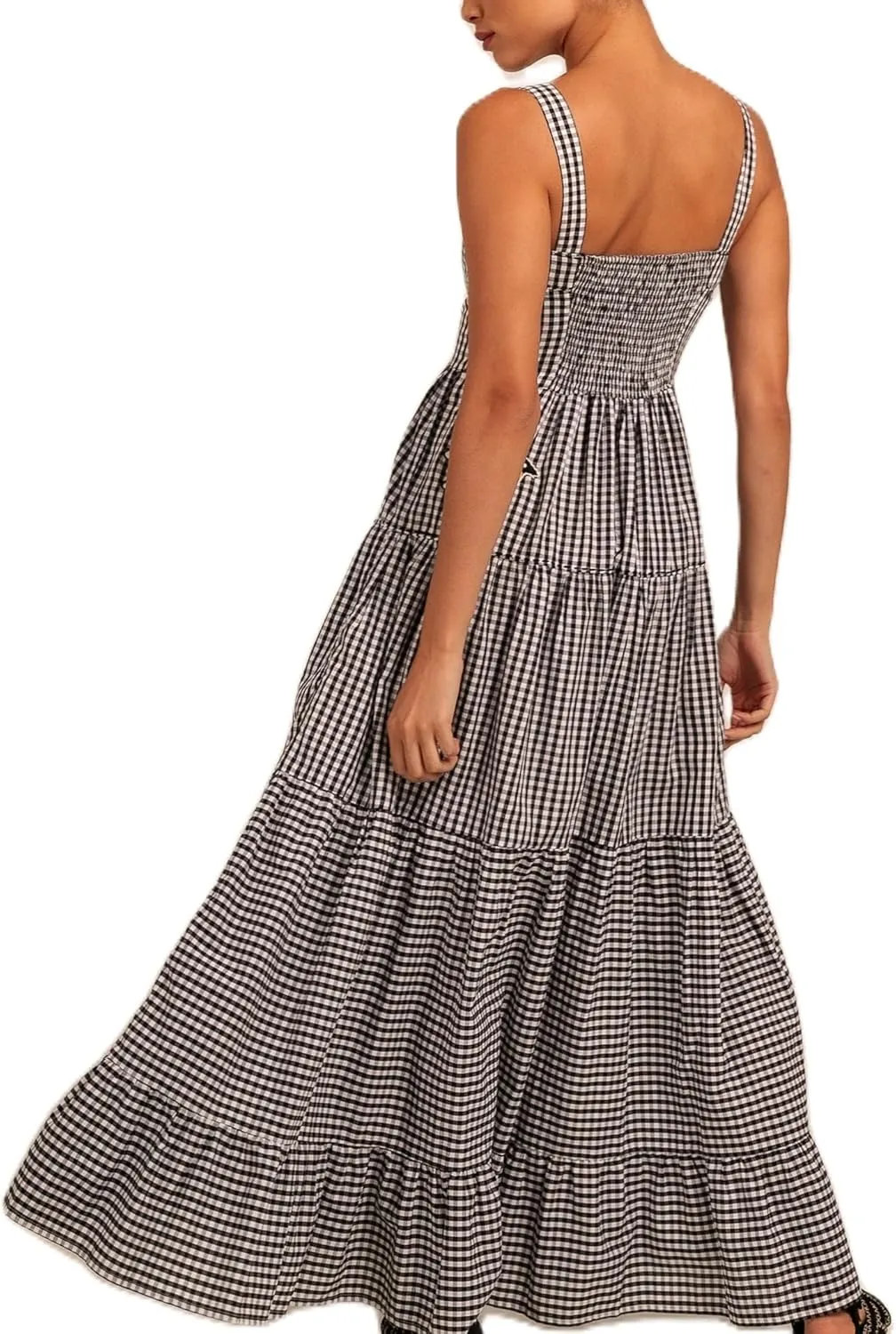 Argeousgor Women 2024 Bohemian Maxi Dress Sleeveless Embroidered Flowy Smocked Long Dress Summer Beach Sundresses