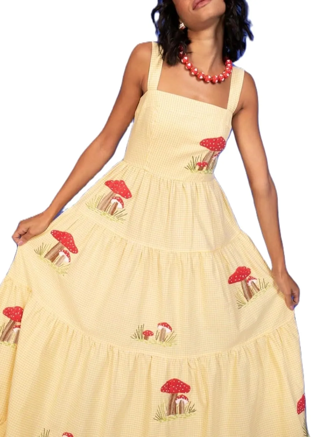 Argeousgor Women 2024 Bohemian Maxi Dress Sleeveless Embroidered Flowy Smocked Long Dress Summer Beach Sundresses