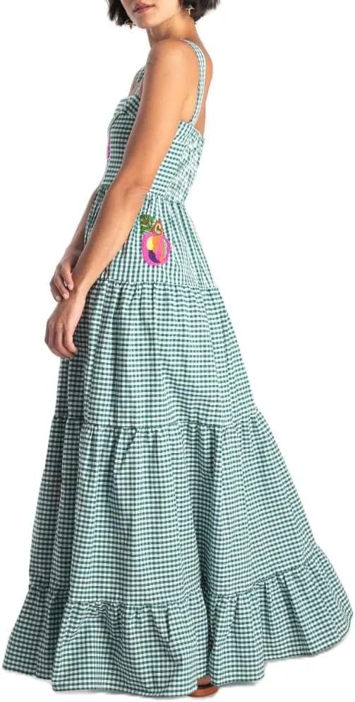 Argeousgor Women 2024 Bohemian Maxi Dress Sleeveless Embroidered Flowy Smocked Long Dress Summer Beach Sundresses