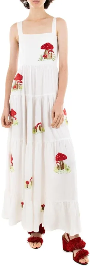 Argeousgor Women 2024 Bohemian Maxi Dress Sleeveless Embroidered Flowy Smocked Long Dress Summer Beach Sundresses
