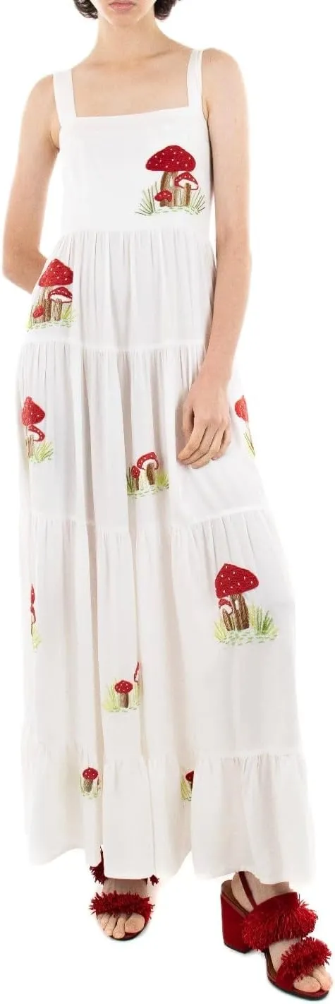 Argeousgor Women 2024 Bohemian Maxi Dress Sleeveless Embroidered Flowy Smocked Long Dress Summer Beach Sundresses