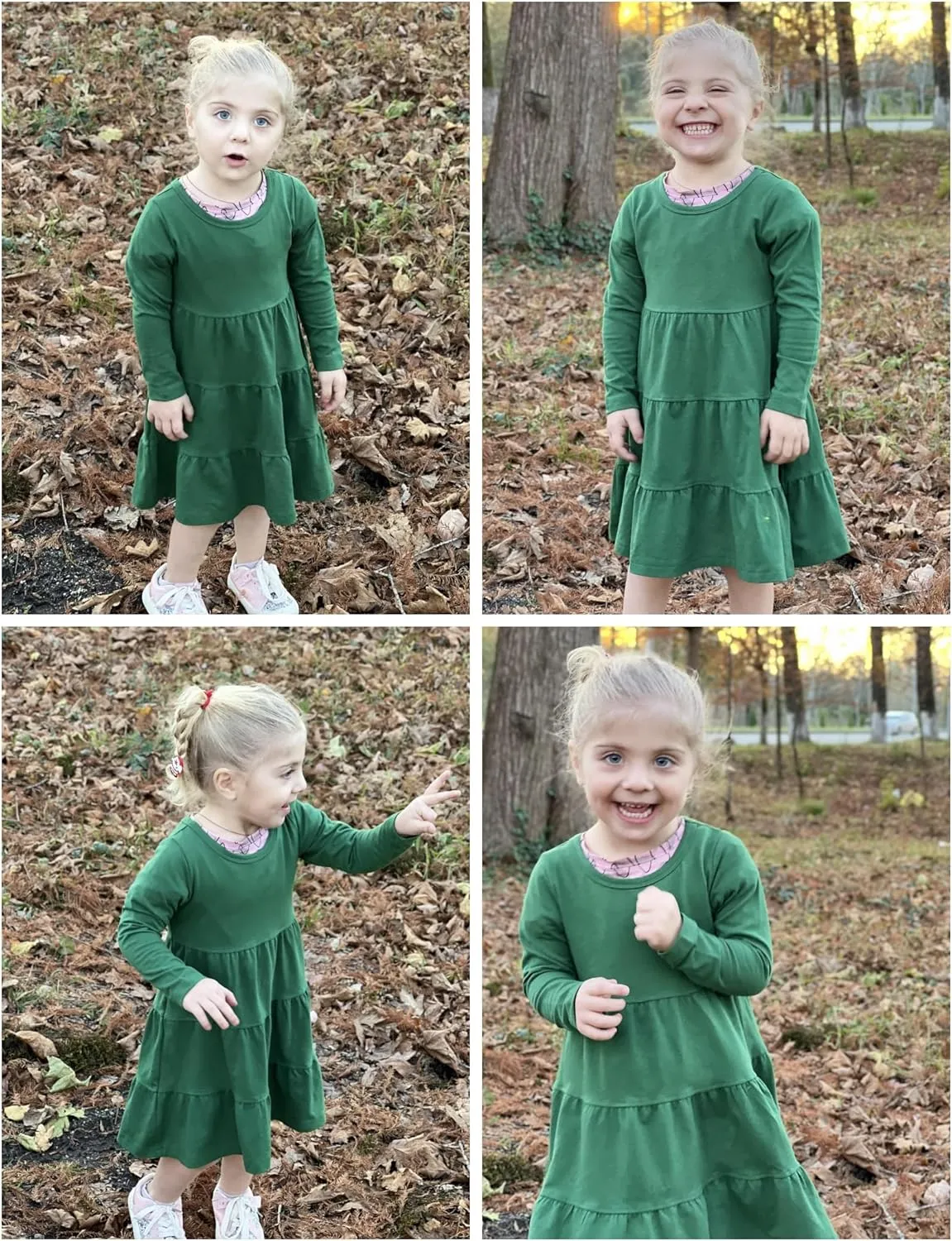 Arshiner Girl Long Sleeve Dress Tiered Ruffle Swing Tunic Shirt Dress