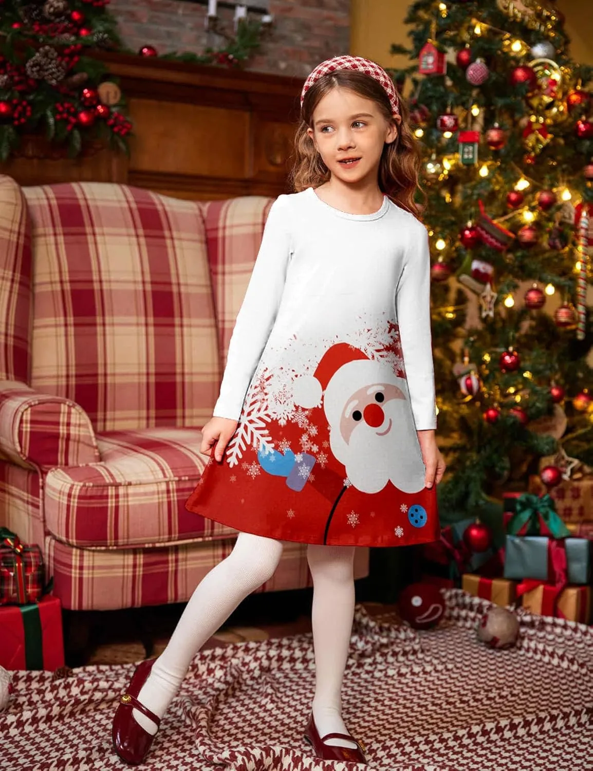 Arshiner Girls Dress Kids Long Sleeve Solid Color Casual T-Shirt Dress
