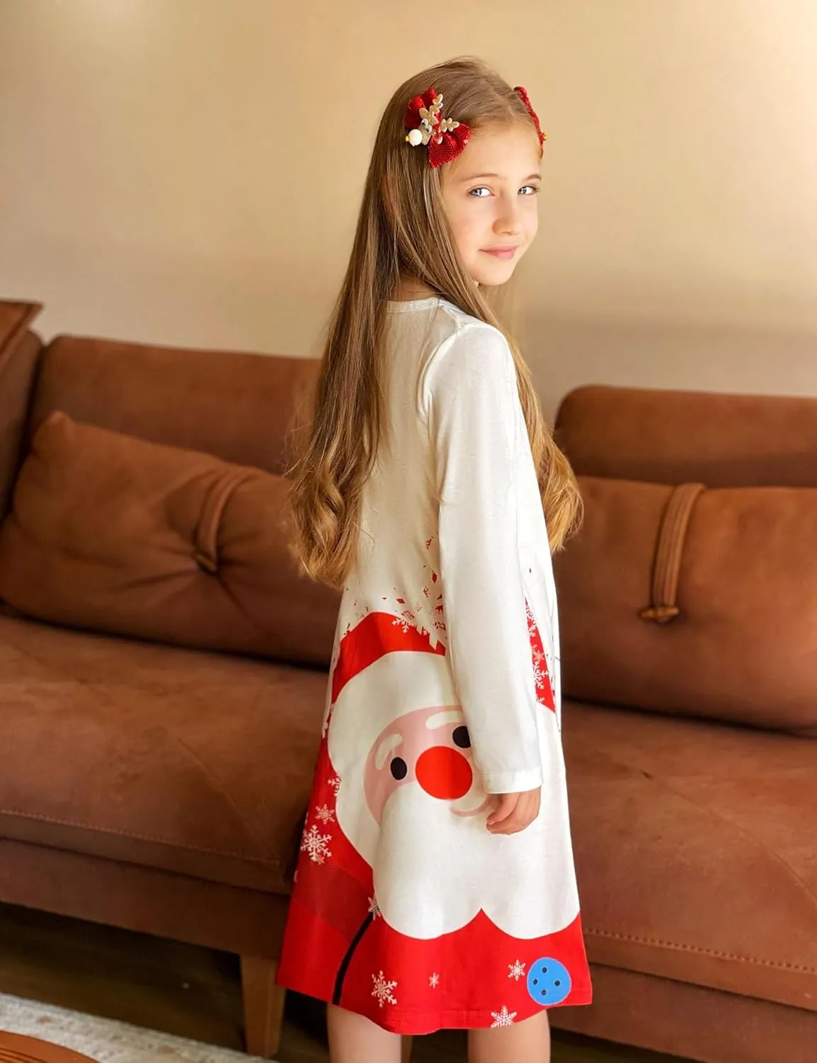 Arshiner Girls Dress Kids Long Sleeve Solid Color Casual T-Shirt Dress