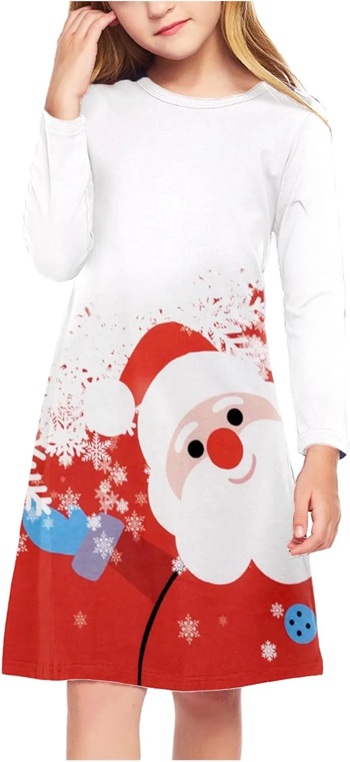Arshiner Girls Dress Kids Long Sleeve Solid Color Casual T-Shirt Dress