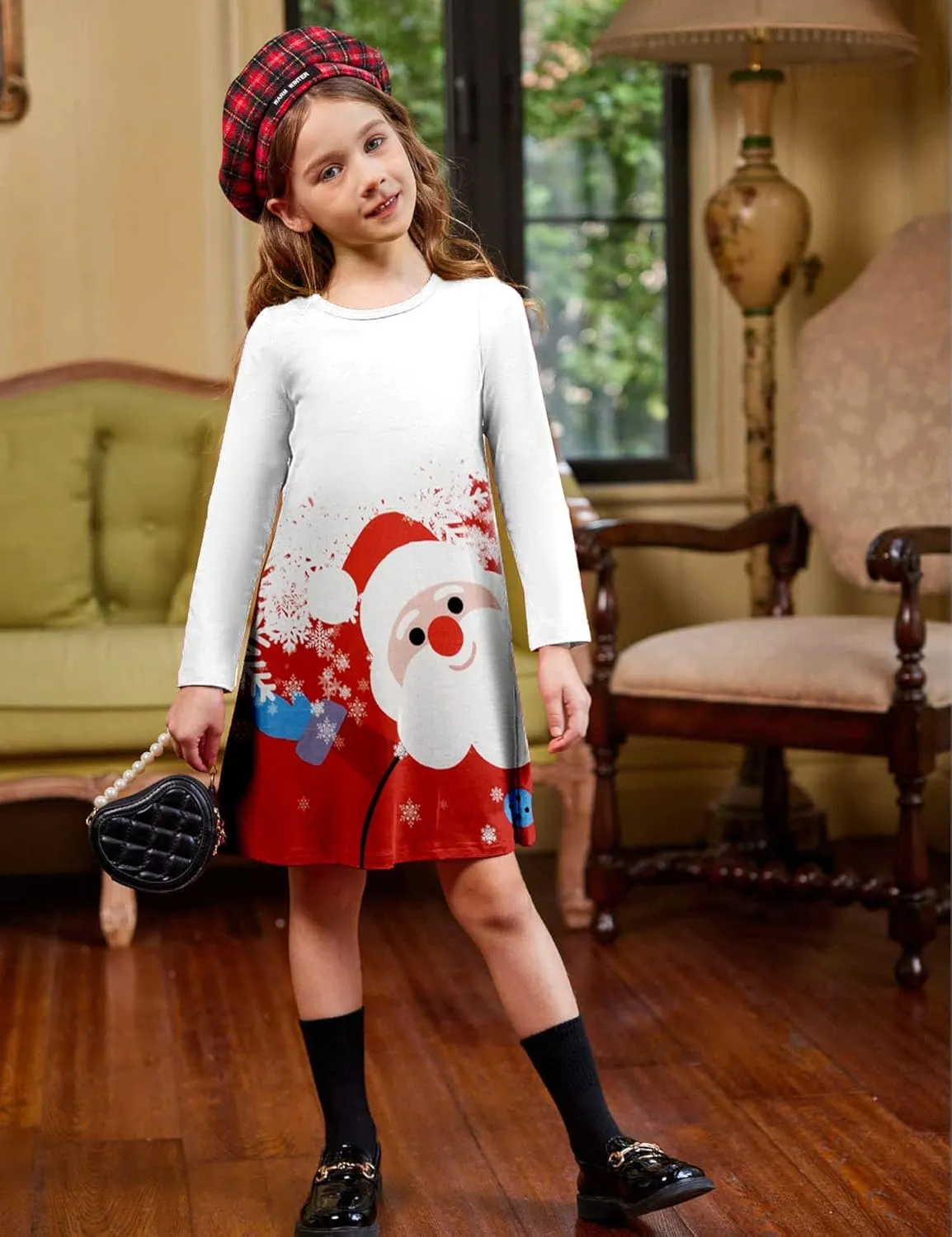 Arshiner Girls Dress Kids Long Sleeve Solid Color Casual T-Shirt Dress