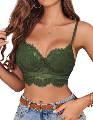 Avidlove Lace Bralettes for Women Y2k Strap Bustier Cami Top V Neck Camisole Lingerie