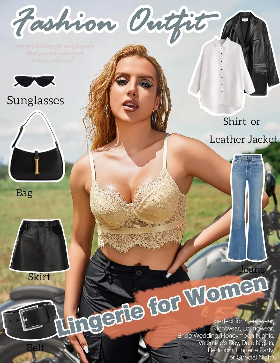 Avidlove Lace Bralettes for Women Y2k Strap Bustier Cami Top V Neck Camisole Lingerie