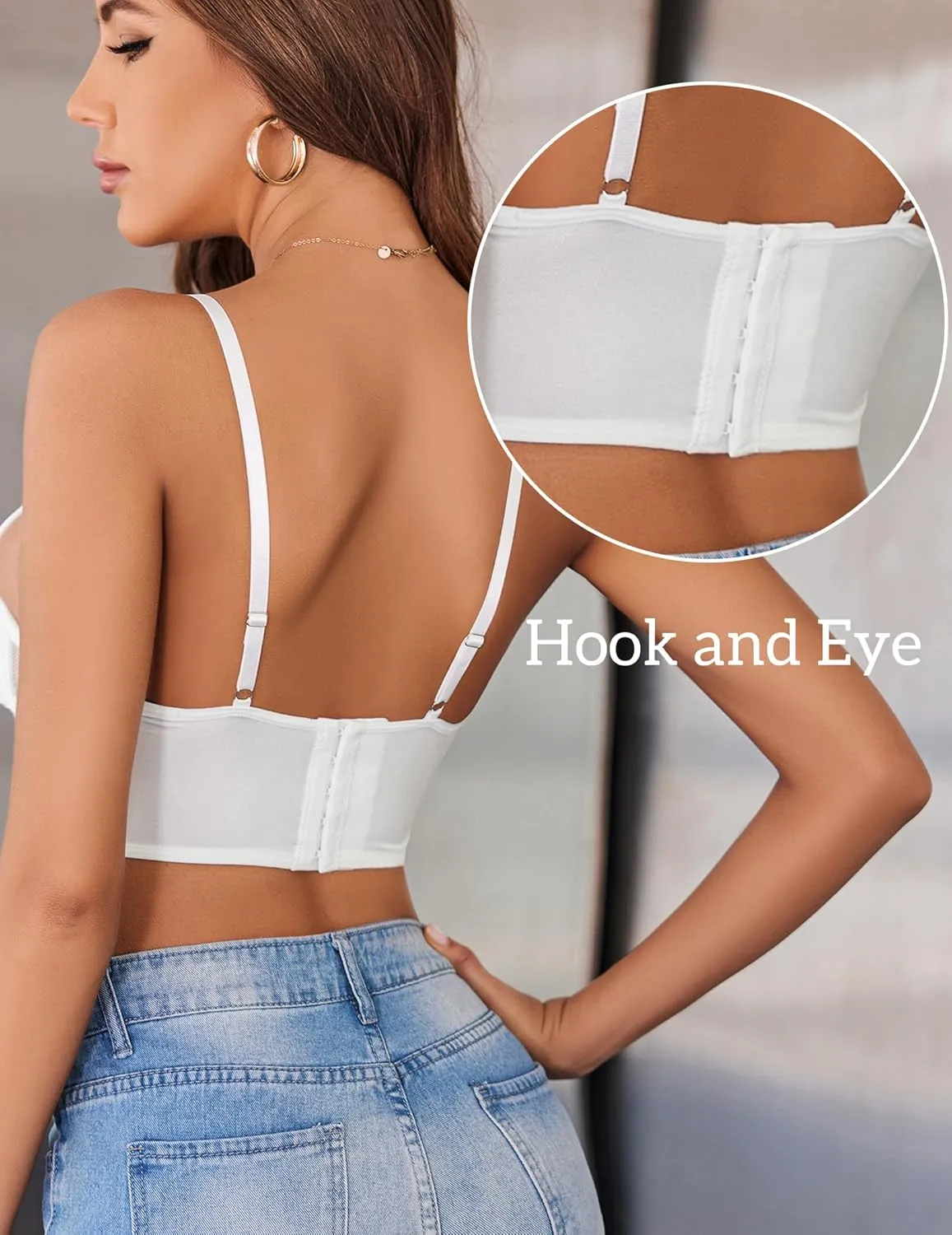 Avidlove Lace Bralettes for Women Y2k Strap Bustier Cami Top V Neck Camisole Lingerie