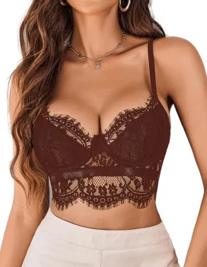 Avidlove Lace Bralettes for Women Y2k Strap Bustier Cami Top V Neck Camisole Lingerie