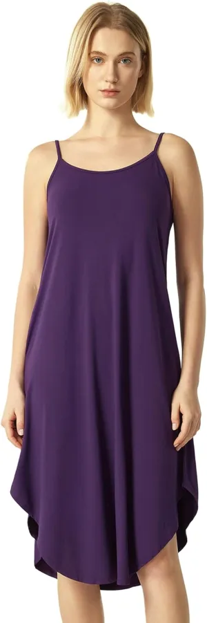 Bamboo Viscose Slip Dress, Sleeveless Nightgown Sleepwear with Pockets, Spaghetti Strap Dresses for Women, Sleep Chemise