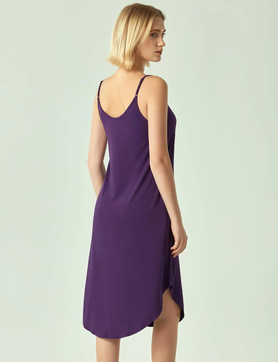 Bamboo Viscose Slip Dress, Sleeveless Nightgown Sleepwear with Pockets, Spaghetti Strap Dresses for Women, Sleep Chemise