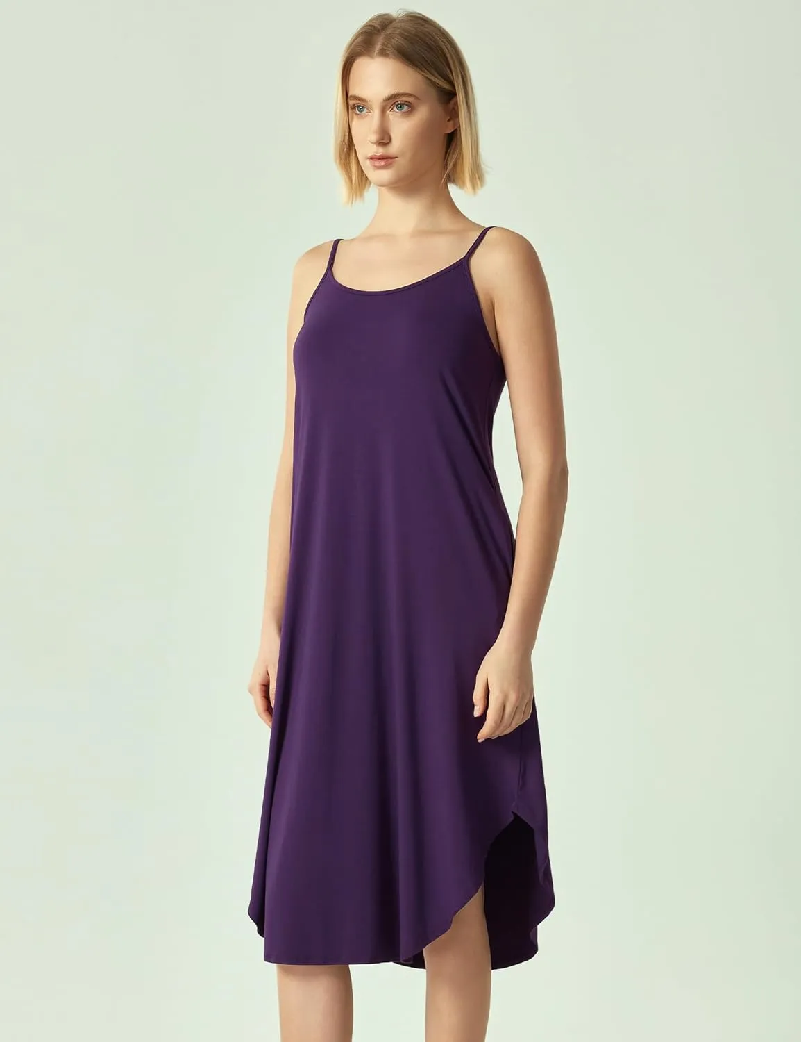 Bamboo Viscose Slip Dress, Sleeveless Nightgown Sleepwear with Pockets, Spaghetti Strap Dresses for Women, Sleep Chemise