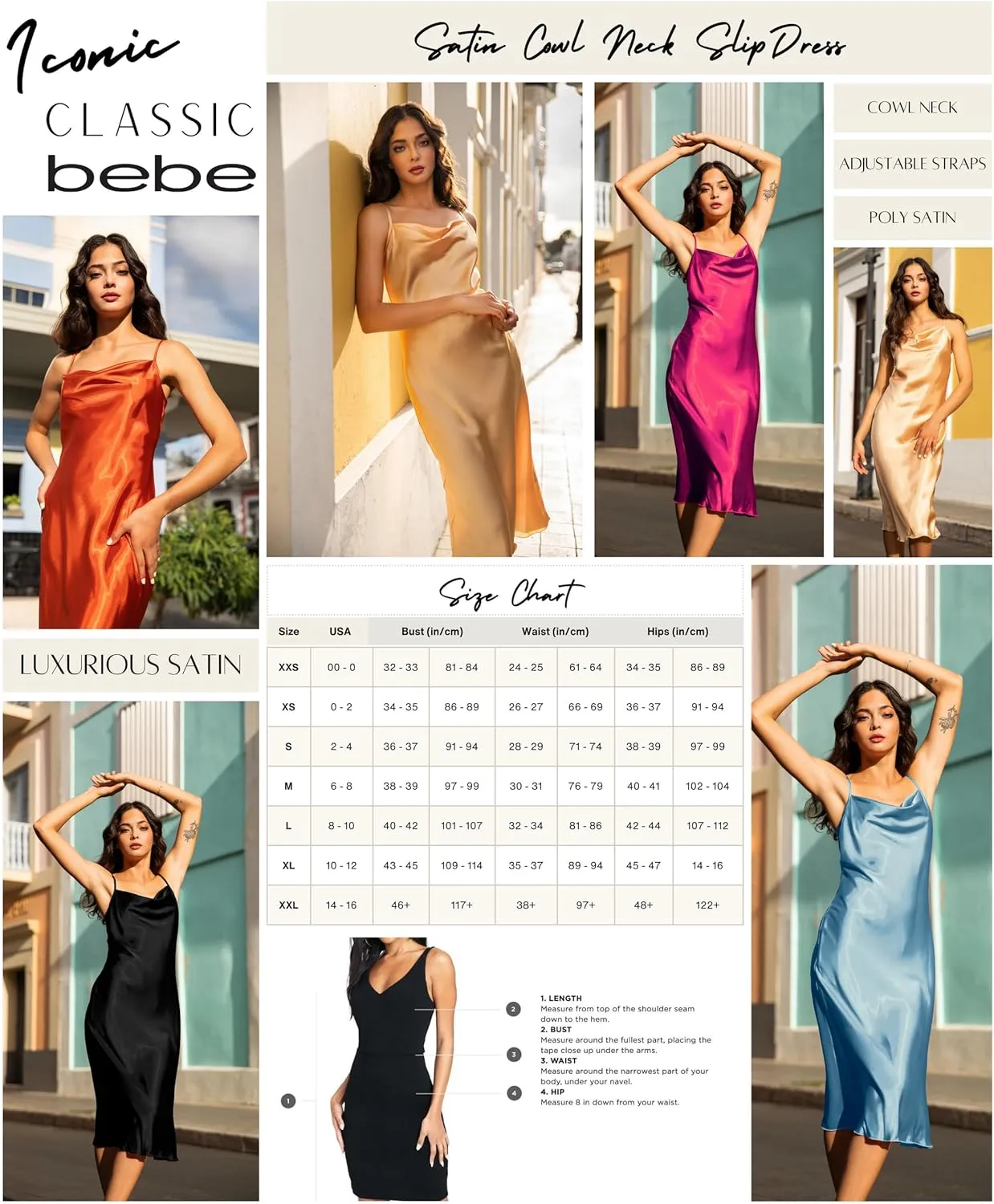 bebe Satin Slip Dress