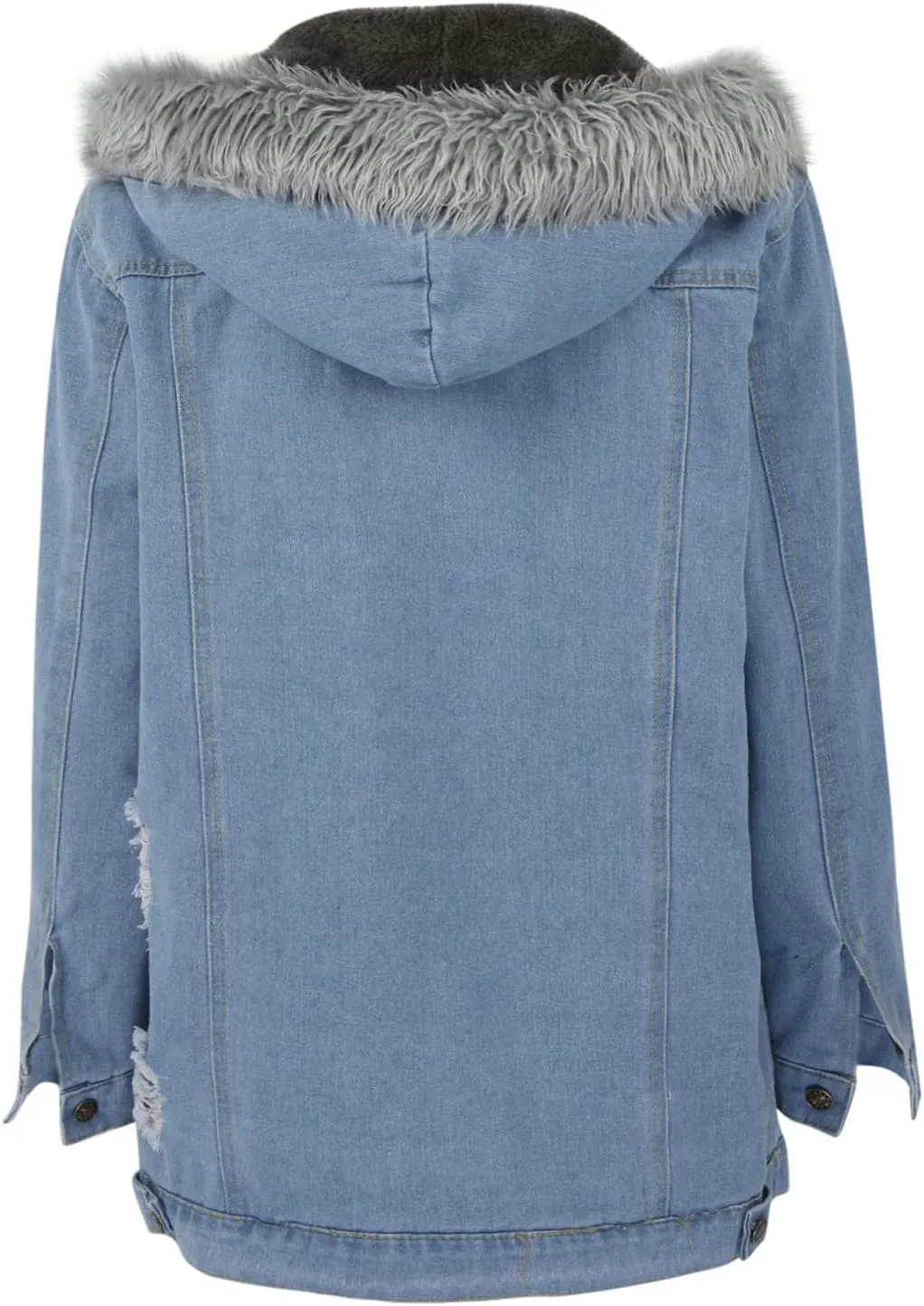 Binmer Women's Fleece Sherpa Lined Denim Jackets Faux Fur Hoodies Coat Winter Warm Button Down Coats Shaggy Warm Outerwear