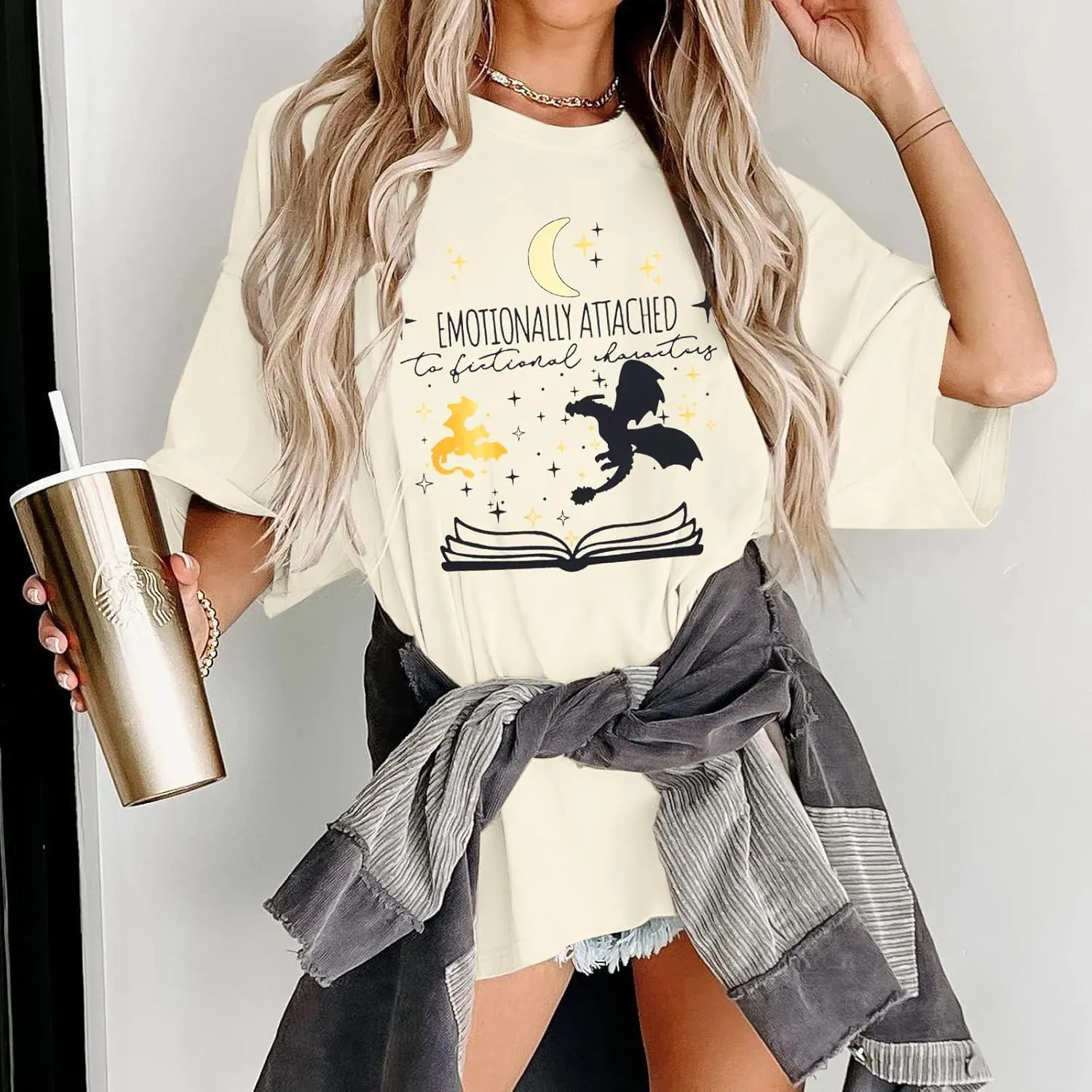 Book Oversized Shirt Women Funny Reading Shirts Book Fan Gift Tee Summer Casual Bookish Short Sleeve Tops