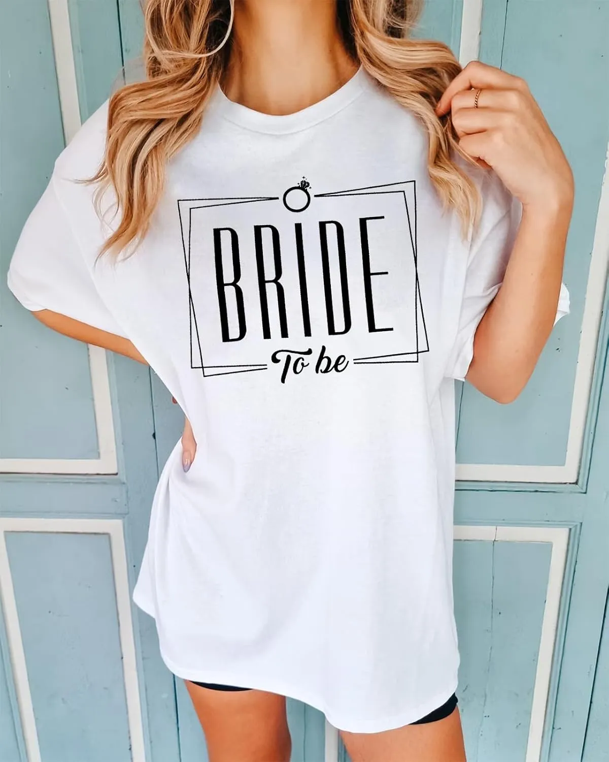 Bride Oversized Shirt for Women Engaged Shirt Engagement Party Matching Tee Shirts