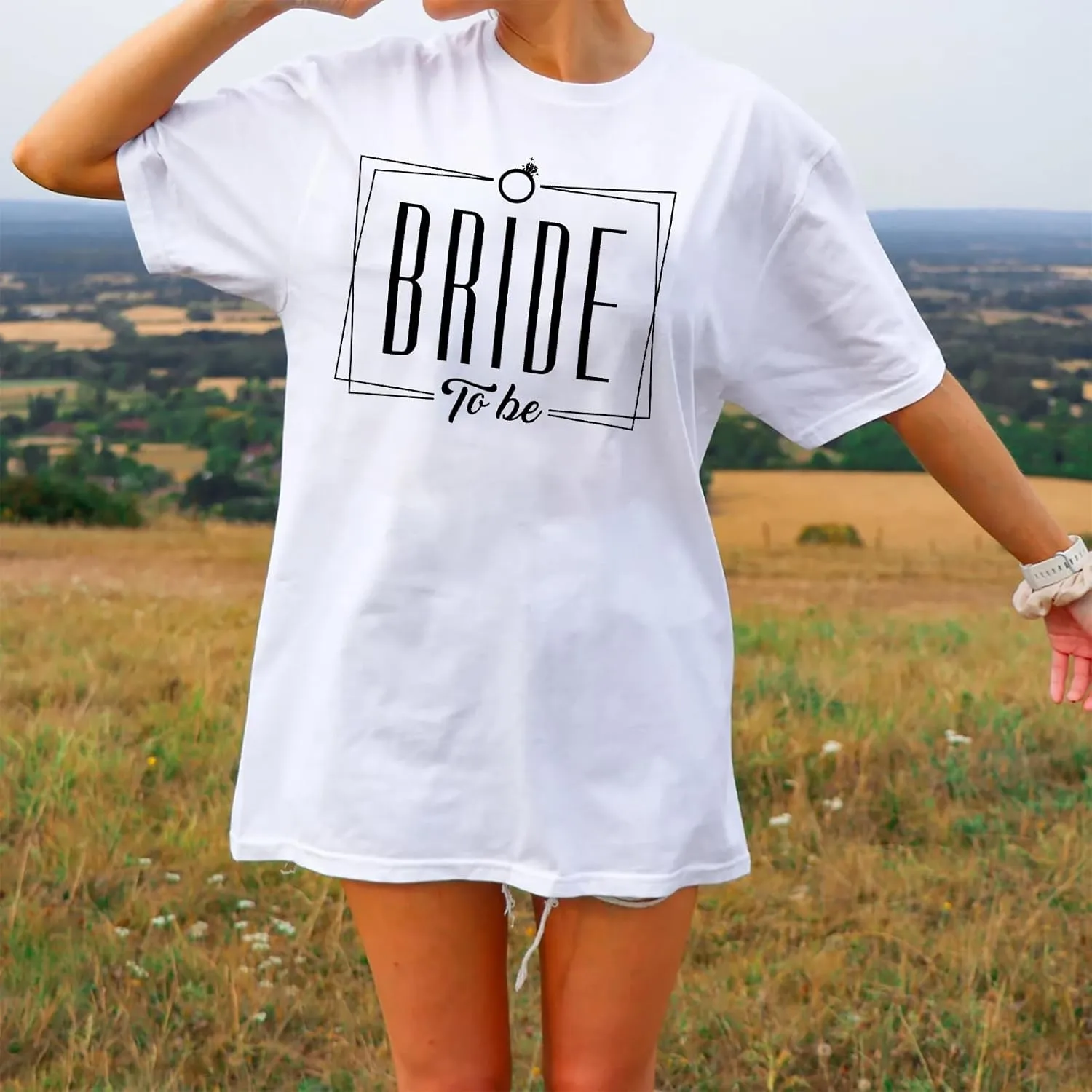 Bride Oversized Shirt for Women Engaged Shirt Engagement Party Matching Tee Shirts