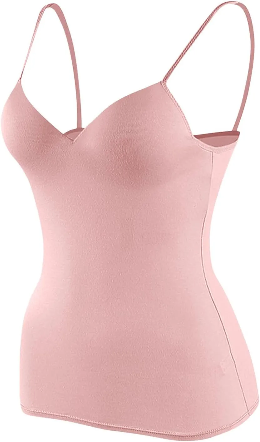 Built in Bra Camisole Tank Tops for Women Workout Layer Padded Yoga Shirts Summer Casual Spaghetti Strap Sexy Cami Top