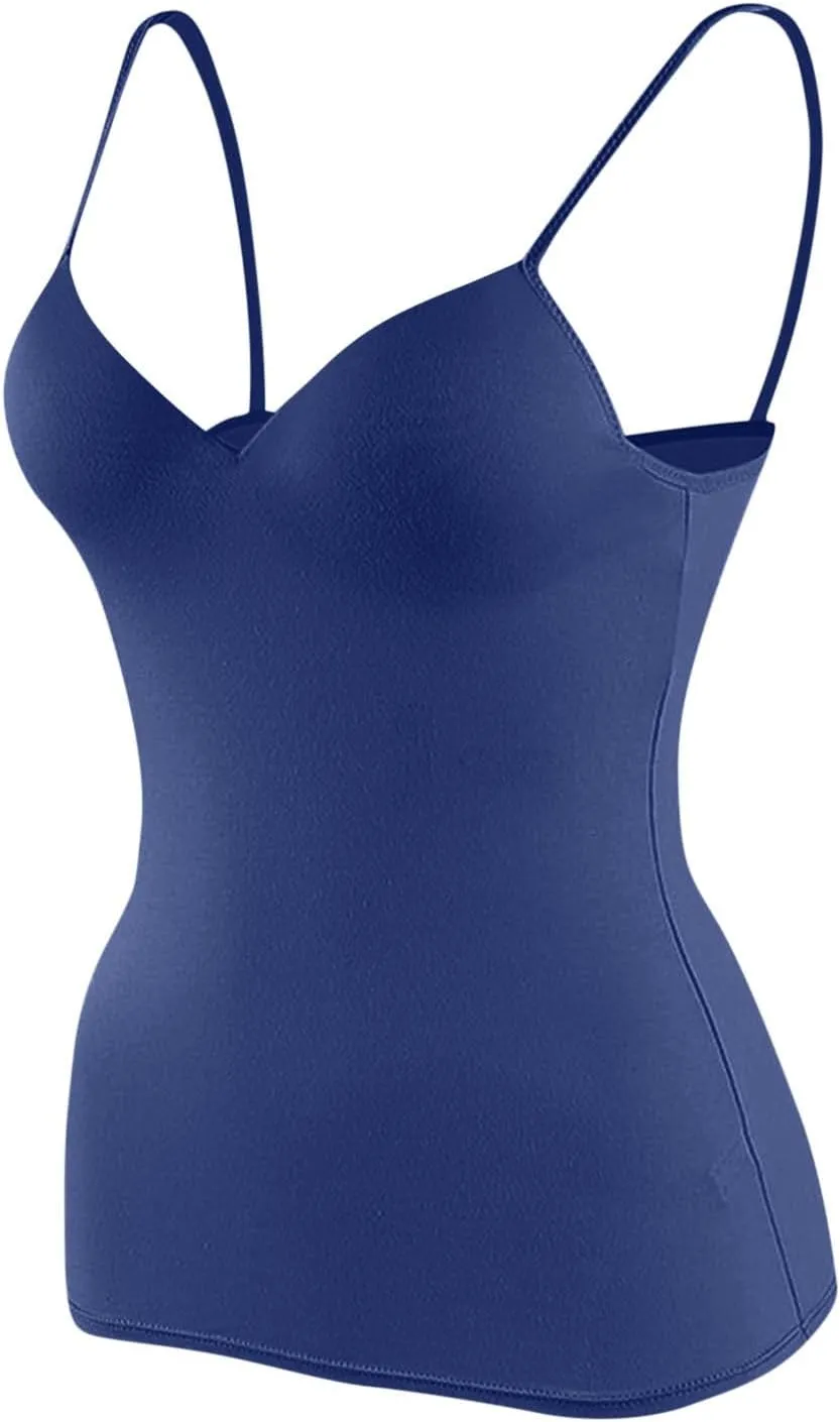 Built in Bra Camisole Tank Tops for Women Workout Layer Padded Yoga Shirts Summer Casual Spaghetti Strap Sexy Cami Top