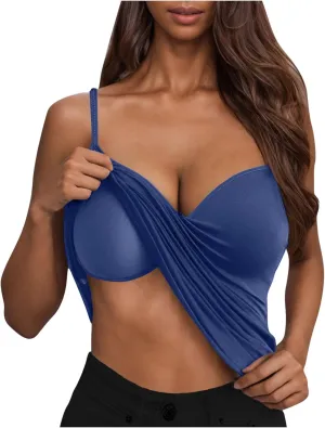Built in Bra Camisole Tank Tops for Women Workout Layer Padded Yoga Shirts Summer Casual Spaghetti Strap Sexy Cami Top