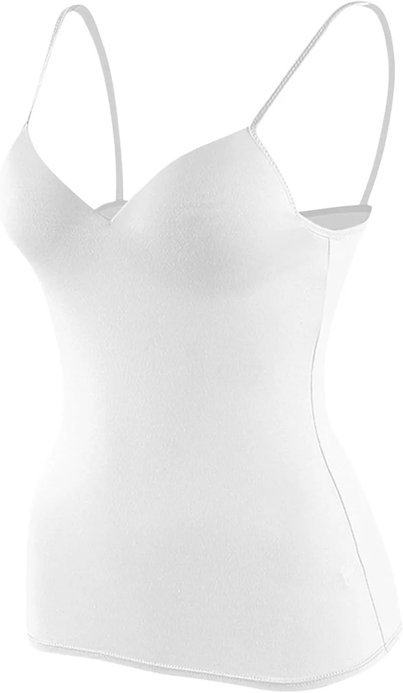 Built in Bra Camisole Tank Tops for Women Workout Layer Padded Yoga Shirts Summer Casual Spaghetti Strap Sexy Cami Top