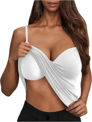 Built in Bra Camisole Tank Tops for Women Workout Layer Padded Yoga Shirts Summer Casual Spaghetti Strap Sexy Cami Top