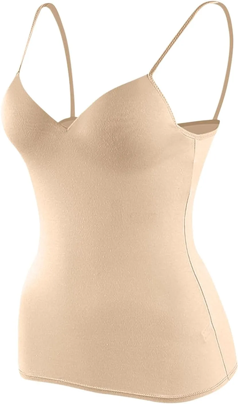 Built in Bra Camisole Tank Tops for Women Workout Layer Padded Yoga Shirts Summer Casual Spaghetti Strap Sexy Cami Top