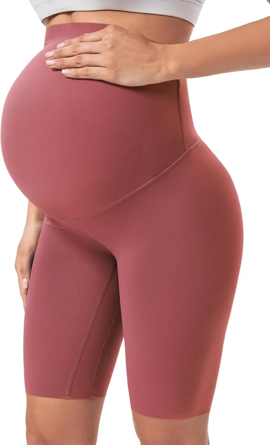 Buttergene Maternity Shorts Over Belly Maternity Biker Shorts Pregnancy Shorts Athletic Workout Bike Running Shorts Pants