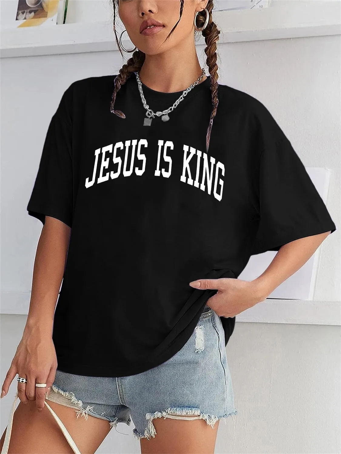 Christian Oversized Shirt Women Created with a Purpose Shirts Bible Verse Tee You are Beautiful Inspirational Tops