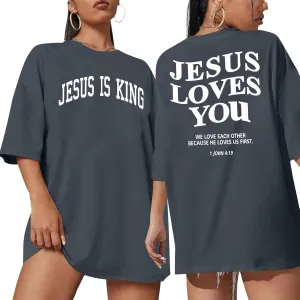Christian Oversized Shirt Women Created with a Purpose Shirts Bible Verse Tee You are Beautiful Inspirational Tops