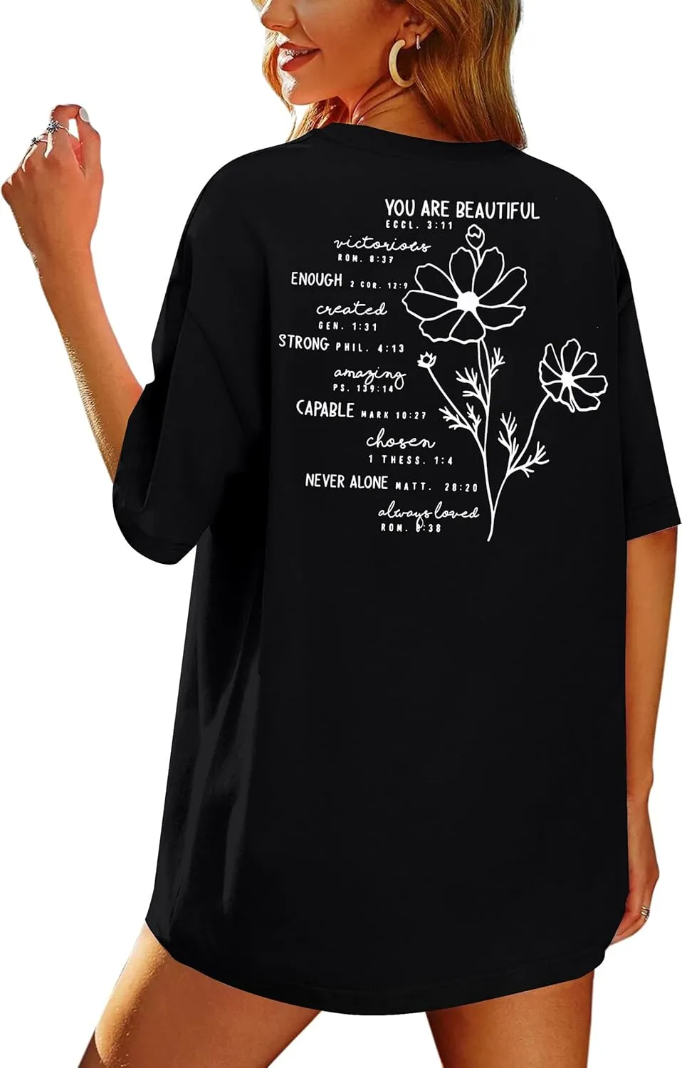 Christian Oversized Shirt Women Created with a Purpose Shirts Bible Verse Tee You are Beautiful Inspirational Tops