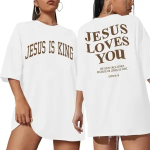 Christian Oversized Shirt Women Created with a Purpose Shirts Bible Verse Tee You are Beautiful Inspirational Tops