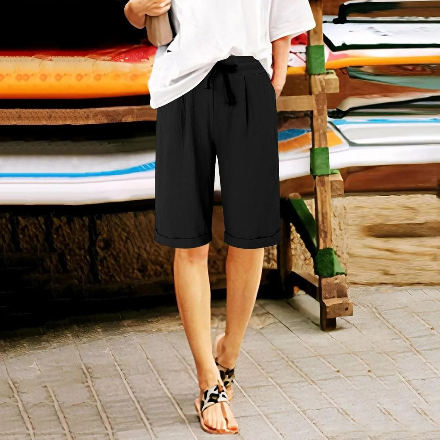 Cotton Linen Shorts Women's Athletic Shorts Causal Lightweight Quick Drying Shorts high Waisted Athletic Shorts Women