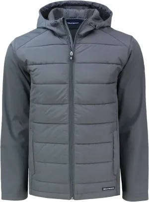 Cutter & Buck Evoke Hybrid Eco Softshell Recycled Full Zip Mens Big & Tall Hooded Jacket