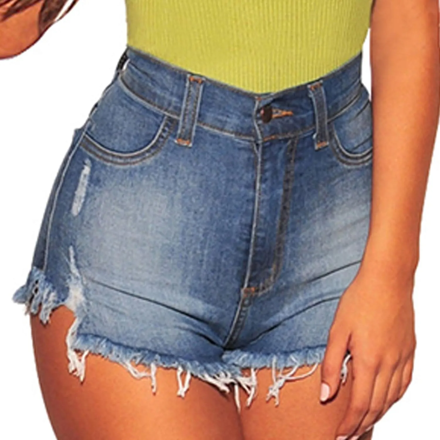 Denim Shorts Women High Waisted Jean Shorts Ripped Hem Shorts Distressed Shorts Stretch Summer Shorts Comfy Shorts