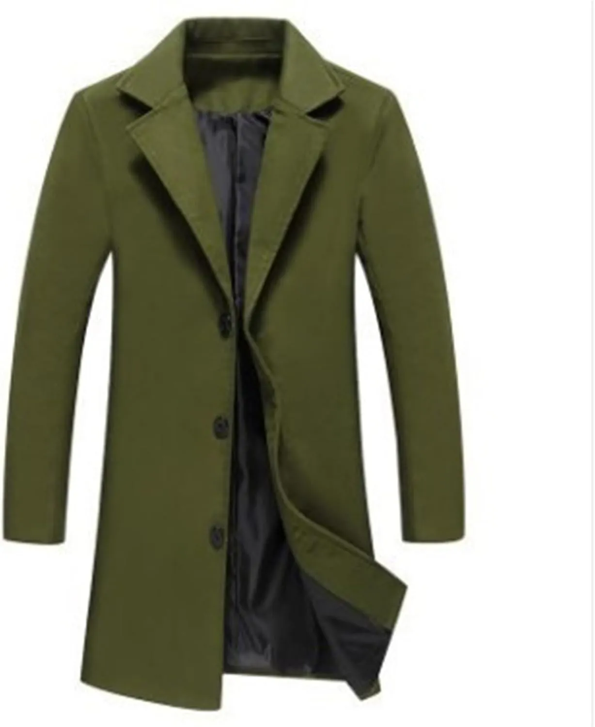 Dgoopd Mens Trench Coat Mid Length Wool Blend Coat Double Breasted Pea Coat Notch Lapel Jacket Dress Casual Winter Overcoat